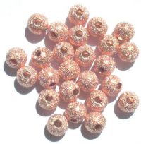 25 8mm Round Bright Copper Stardust Metal Beads